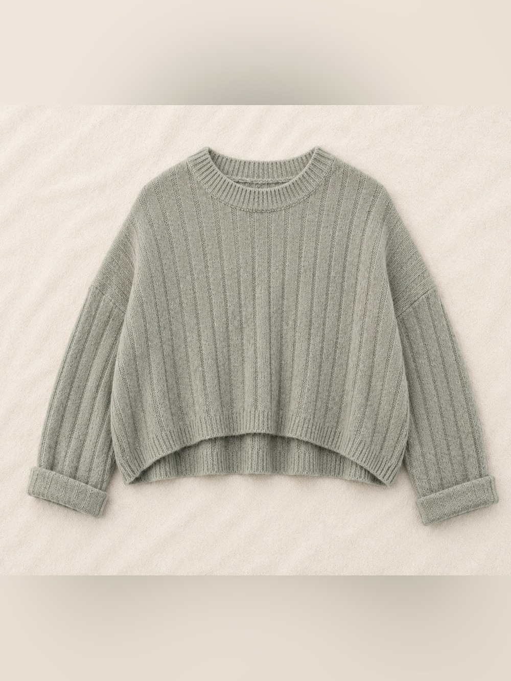 Sincerely Jules Ribbed Cropped Sweater Oversized Green Pullover Size Large